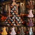 thumbnail image 6 of TTUHYWXI Novelty Dress Women Summer Halloween Shirt Dress V Neck Beach Midi Dresses (Orange, S), 6 of 9