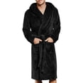 thumbnail image 1 of Daeful Peignoir Portefeuille pour Homme Couleur Unie Vêtement de Nuit Chandail à Capuchon de Nuit Confortable Robe de Chambre Noir 4TG, 1 of 2