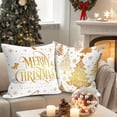 thumbnail image 3 of 20x20 Gold Christmas Pillow Covers Set of 4, Christmas Decorations Pillowcase, Winter Decorative Pillow Case, Merry Christmas Tree Cushion for Indoor Home Bedroom Sofa Xmas Couch Decor, 3 of 6