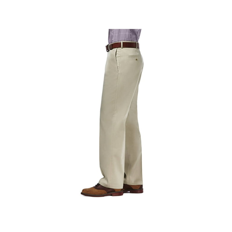 Haggar Men's Premium No Iron Khaki Flat Front Pant Classic Fit