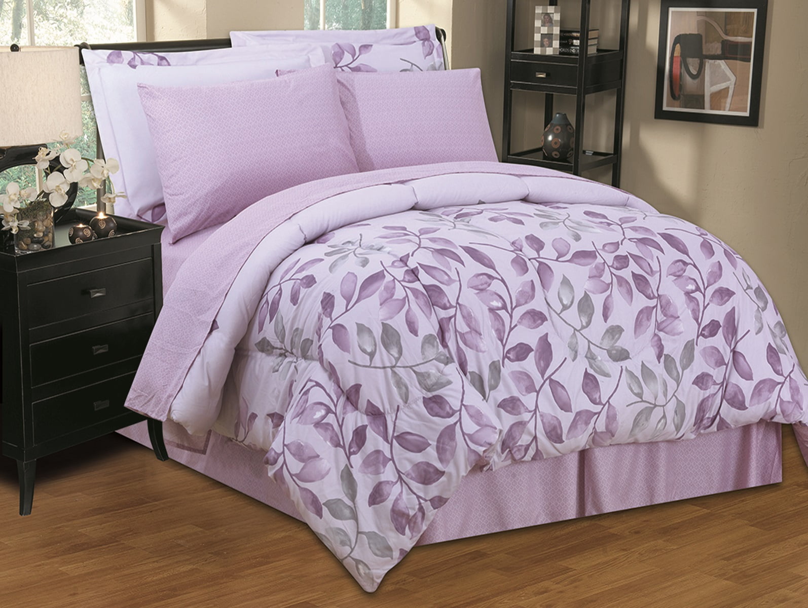 8-Piece Sofia Purple Flower Bed-in-a 