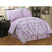 8-Piece Sofia Purple Flower Bed-in-a-Bag Comforter Set with Sheets & Pillowcases, Queen
