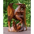 thumbnail image 3 of G6 Collection Wooden Handmade Skyrim Dragon Statue Sculpture Handcrafted Gift Art Decorative Home Decor Figurine Accent Decoration Artwork Hand Carved Size: 8" Tall x 7.5" Wide x 3" Deep, 3 of 6