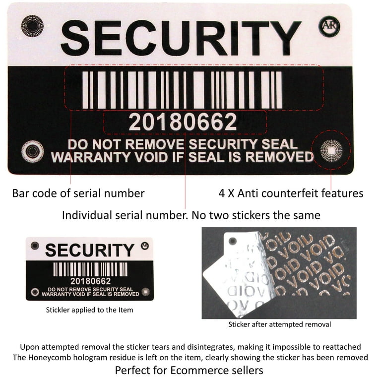 Warranty VOID If Removed Sticker Barcode Numbers Tamper Proof VOID