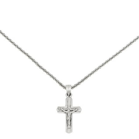 14kt White Gold Reversible Crucifix/Cross Pendant