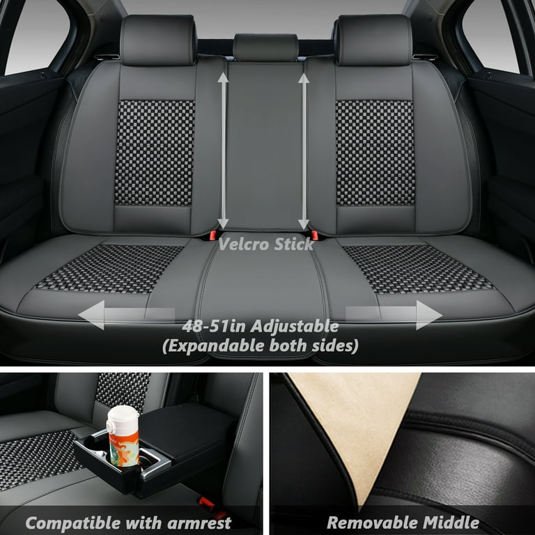  Coverado Seat Covers Full Set, 5 Seats Universal Seat Covers  for Cars, Gray Car Seat Covers Front Seats Back Seat Cover, Breathable Car  Seat Cushion, Leather Seat Cover Seat Protector Fit