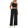 thumbnail image 2 of Conjunto de chándal para mujer ATHLECHIC, con tirantes de espagueti, top corto y pantalones rectos M en negro, 2 of 5