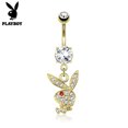 thumbnail image 1 of Navel Ring with Paved Gems on Playboy Bunny Dangle 14g, 1 of 3