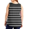 thumbnail image 4 of CYRBOKO Tank Tops for Women, Summer Crew Neck Striped Plus-size Sleeveless Shirts Black Size 5XL, 4 of 6