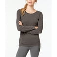 thumbnail image 2 of Ideology Womens Striped Cutout Back Long Sleeve T-Shirt,Grey Stripe,Large, 2 of 2