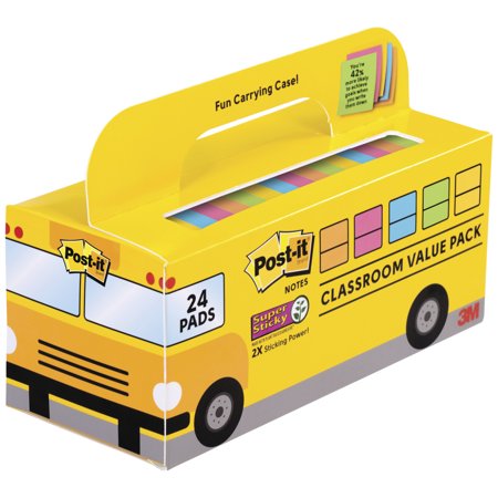 Post-it Super Sticky Notes Bus Pack  3 x 3 Inches  Assorted  Pack of 24