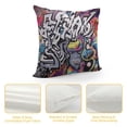 thumbnail image 4 of COMIO  Brick Wall Throw Pillow Cushion Cover, Graffiti Grunge Art Wall Several Creepy Underground City Urban Landscape Print, Decorative Square Accent Pillow Case, Grey Pink, 4 of 5