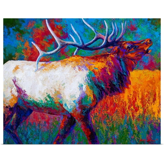 Great BIG Canvas | Rolled Marion Rose Poster Print entitled Autumn's Chorus Elk