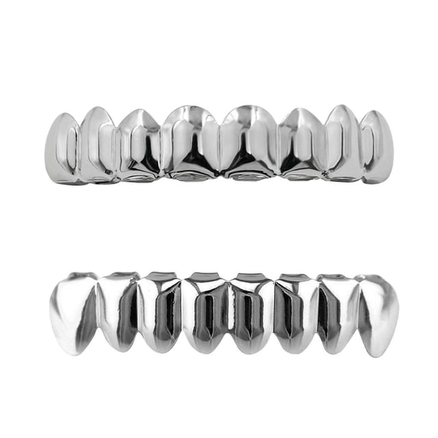 2 Juegos de Parrillas de de Boca / Inferior de 18 K Hombres, Mujeres, Joyería de Hugo Parrillas de diamante Colmillos de dientes