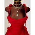 thumbnail image 7 of Vibrant Red Halter Mini Dress With 3D Rose Embellishments, Ruched Bodycon Fit, Open Back Design For Evening Events, 7 of 7