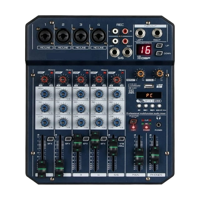 Professional 4-Channel DJ USB Mixer Live Sound Controller Interface For PC Recording Video Live Streaming ,Smart Fader