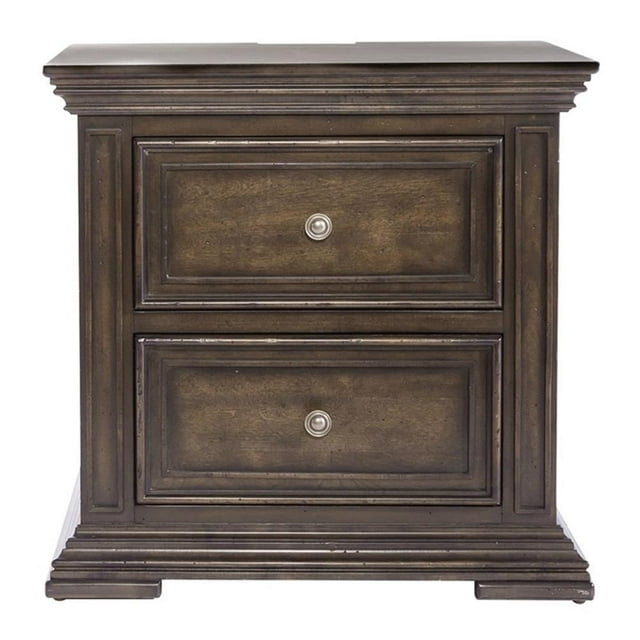 Big Valley Light Brown 2 Drawer Night Stand w/ Charging Station