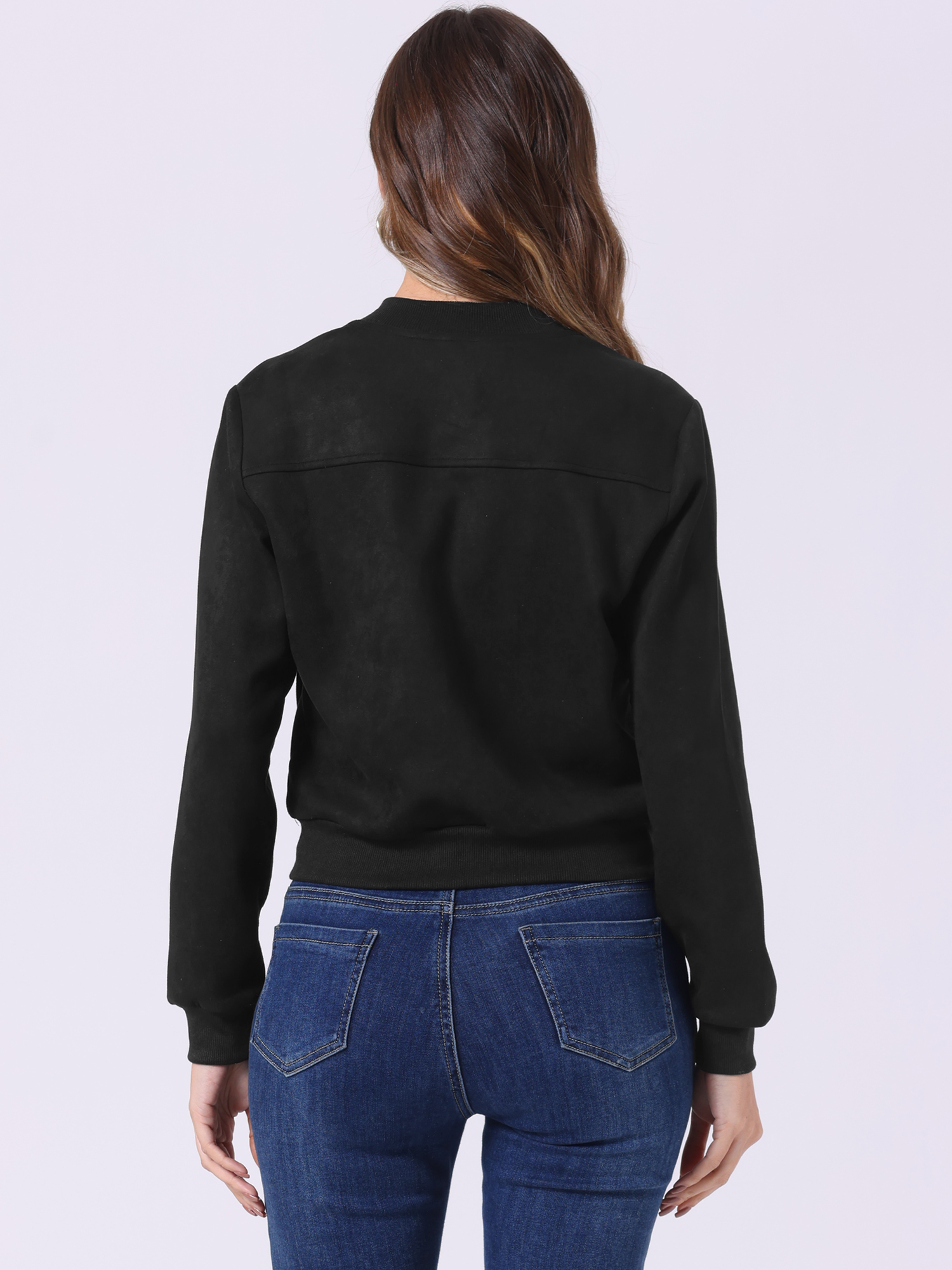 DARING DIVA Stand Collar Zip Up Biker Moto Bomber Jackets L Black