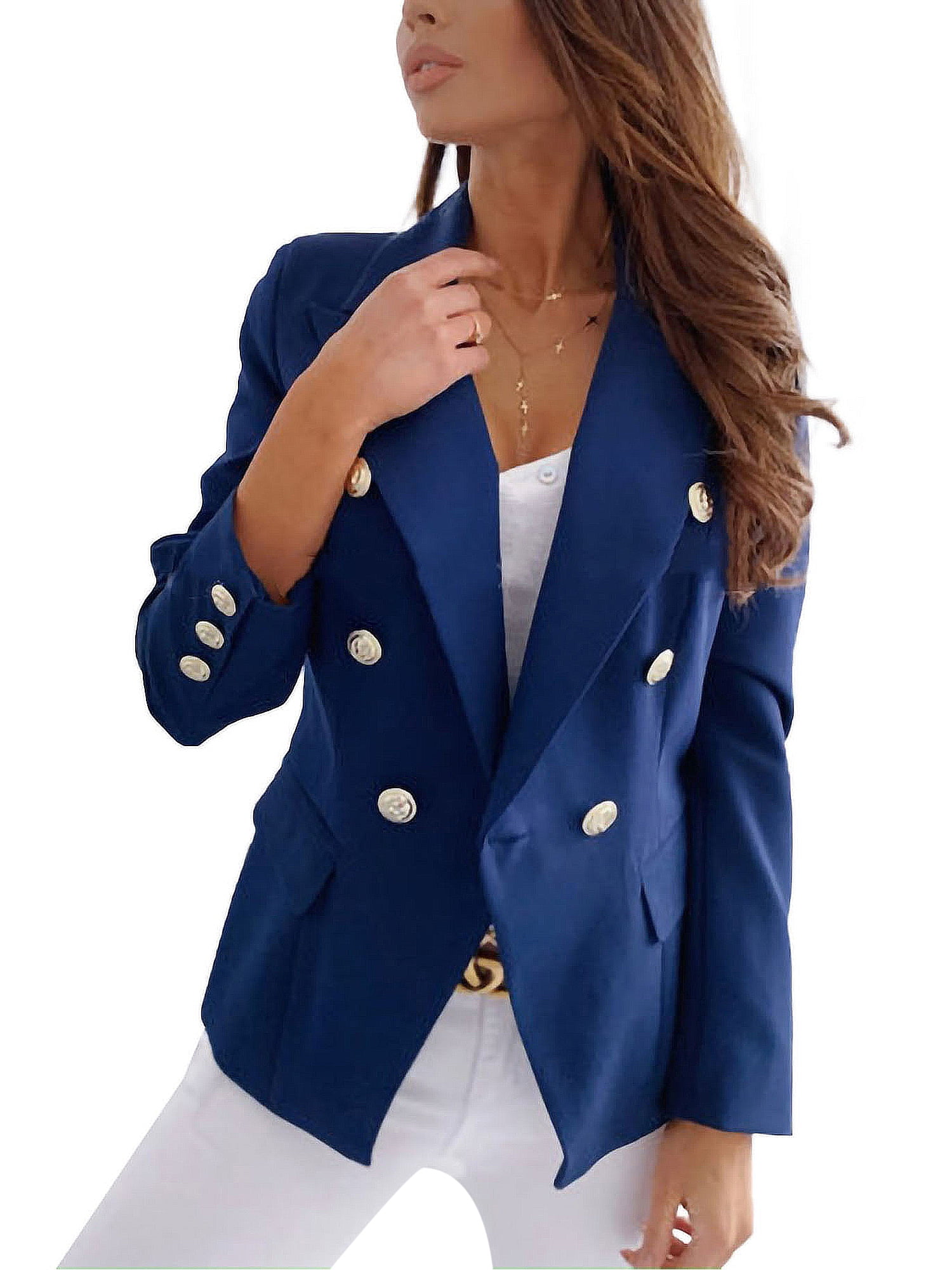 Sexy Dance Women Work Blazer Jackets Suit Buttons Open Front Cardigan Long Sleeve Office Coat 