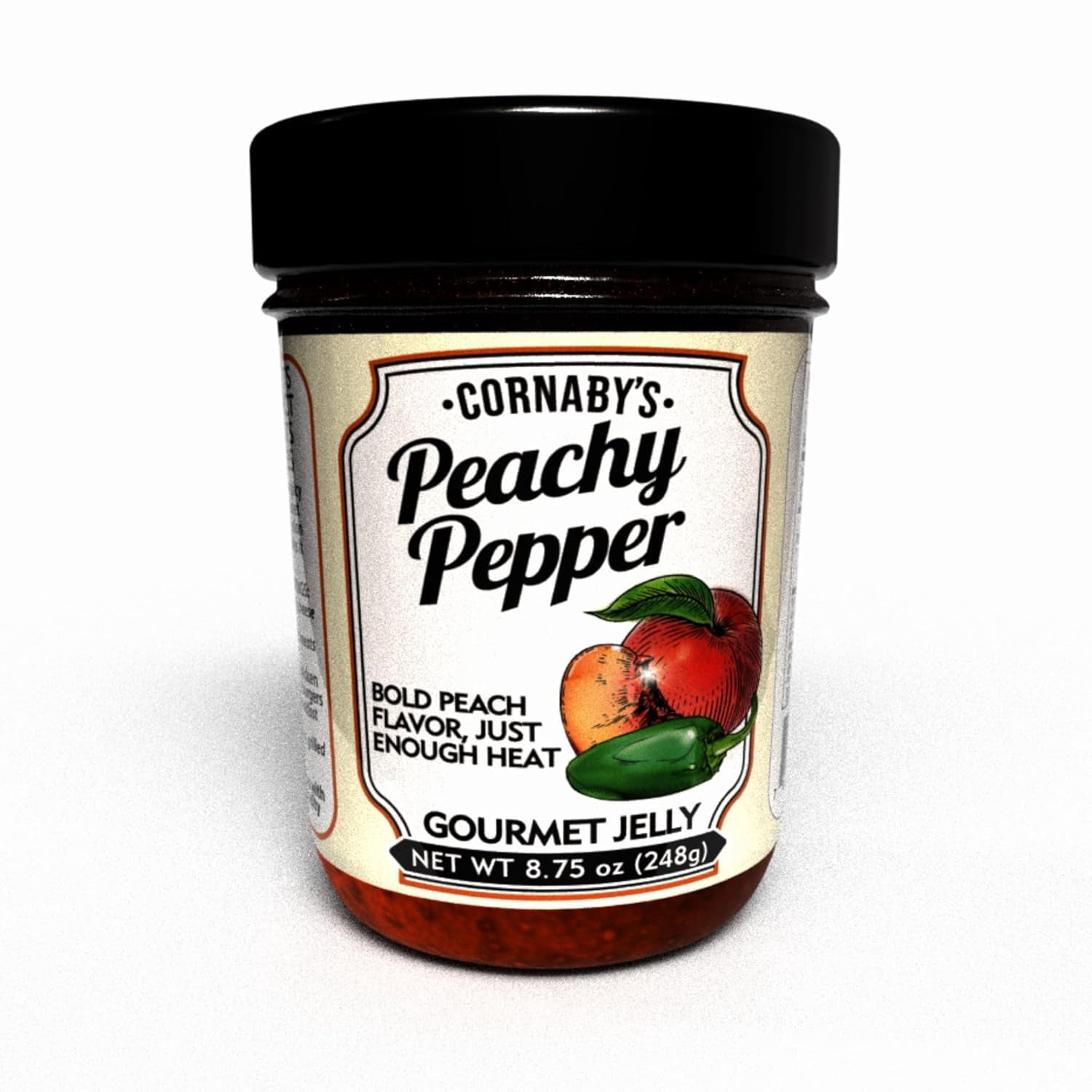 Cornaby's Gourmet Peachy Pepper Jam, 8.75 Oz, 3 Pack, Gluten-Free, Sweet & Spicy Flavor, No Corn Syrup, Made with Peaches and Peppers