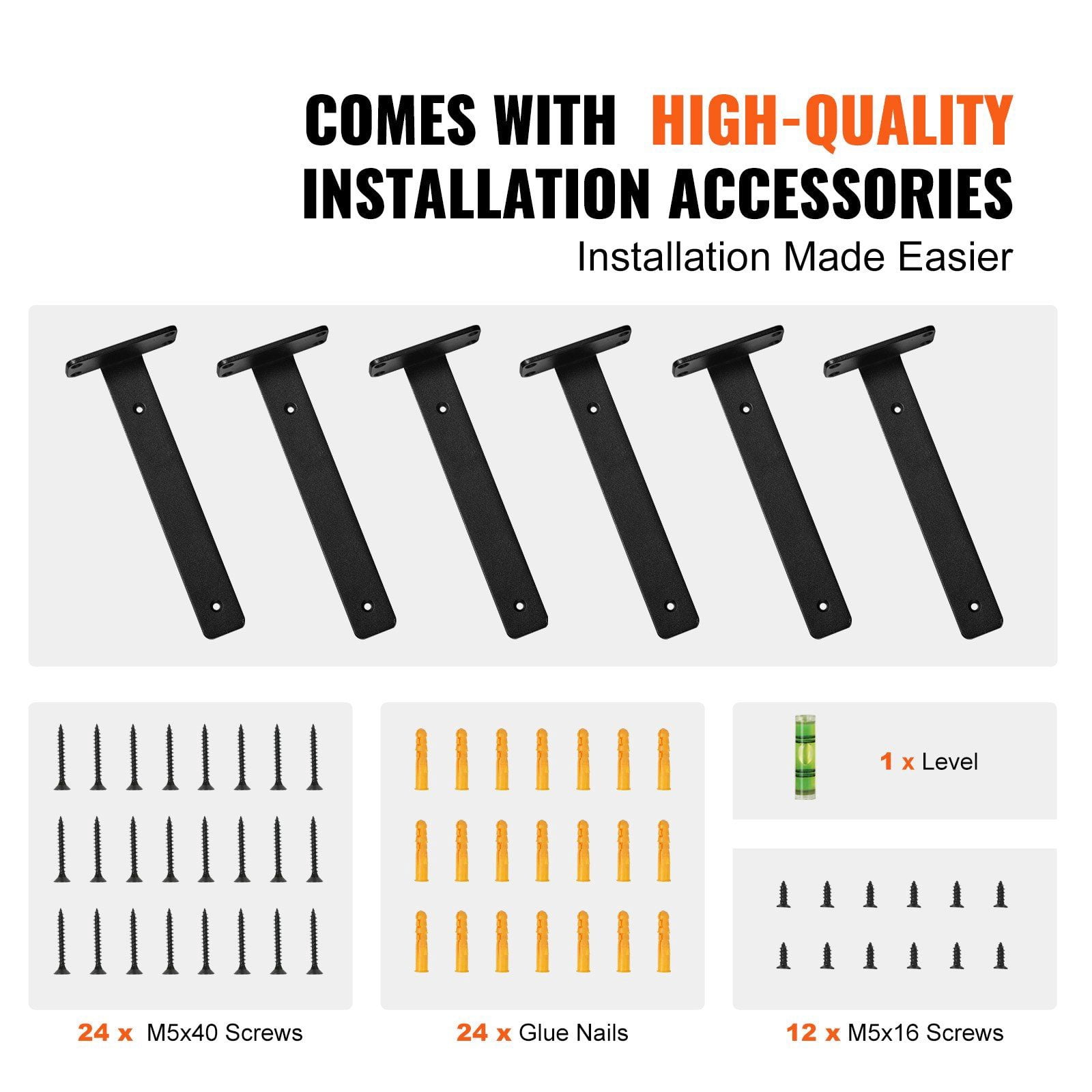 Heavy Duty Floating Shelf Brackets 6 Pcs 10L x 4W x 1.6H 5mm Thick Matte Black Steel L Bracket 160 lbs Load Capacity