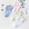 thumbnail image 1 of 10 par/lote de calcetines para niñas y niños, calcetín de malla de princesa con volantes de encaje para niños, calcetín corto transpirable de algodón blanco, rosa y azul para niños pequeños Tan Jianjun unisex, 1 of 2