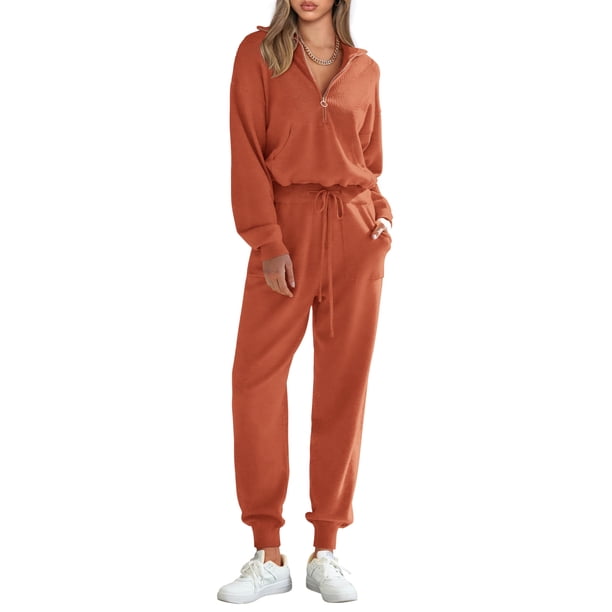 Conjunto Deportivo PRETTYGARDEN Naranja Rojo XL Mujer 2 Piezas