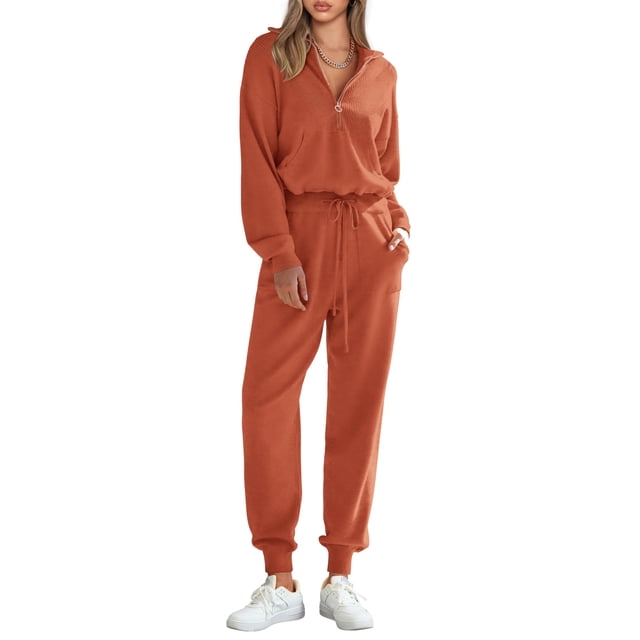 Conjunto Deportivo PRETTYGARDEN Naranja Rojo XL Mujer 2 Piezas