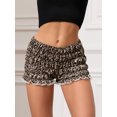 thumbnail image 5 of Michellecmm  Women Leopard Shorts Tiered Smocked Low Rise Lace Trim Short Pants, 5 of 8