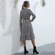 thumbnail image 4 of Vestido A Rayas Para Mujer, Vestido Túnica Para Mujer, Manga Larga, Rayas Verticales, Estilo Retro Para Negocios ANGGREK Negro S, 4 of 5