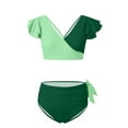 thumbnail image 4 of Linfrsh Sexy Bikinis for Women V Neck Knot Twist Front Push Up High Waisted Cheeky Two Piece Swimsuit Green,2XL, 4 of 5
