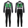 thumbnail image 6 of Zaldita Kids Girls Shiny Rhinestone Long Sleeve Dance Crop Top with Figure Skating Leggings Set Performance Dancewear Green 16, 6 of 7