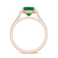 thumbnail image 3 of 925 Sterling Silver Cushion Shaped Emerald Halo Ring, Moissanite Engagement Ring in Rose Gold Plated| May Birthstone Wedding Ring, Birthday, Anniversary Jewelry, Ring Size 9, 3 of 4