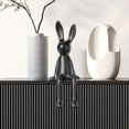 thumbnail image 1 of Figura de conejo sentado, estatua, escultura, adorno, expositor, creación de cerámica sencilla y divertida, adecuada para estantería de oficina, decor Negro, 1 of 8