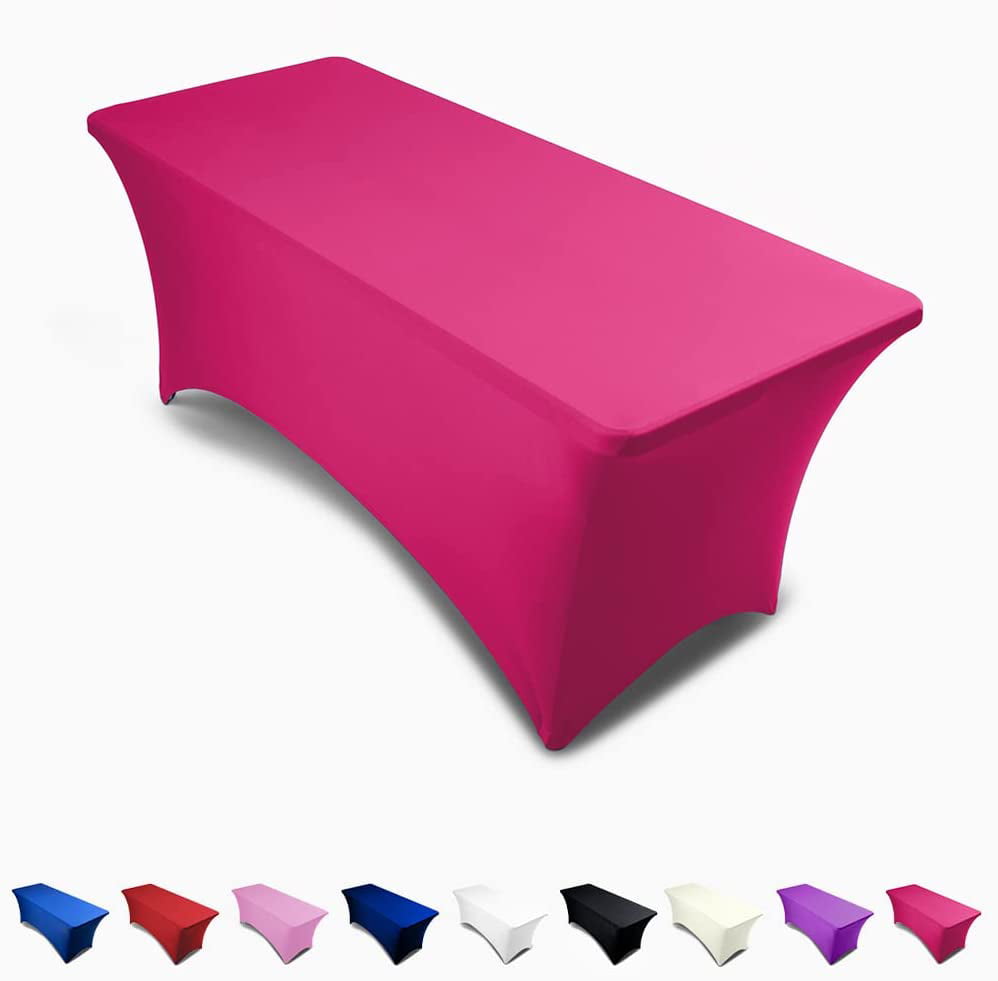 Table Cloth Fitted Cover for 6 Foot Folding Table Fuchsia Wedding Linens Banquet Cloths Rectangle Covers 6ft Tablecloth Rectangular Spandex Linen 