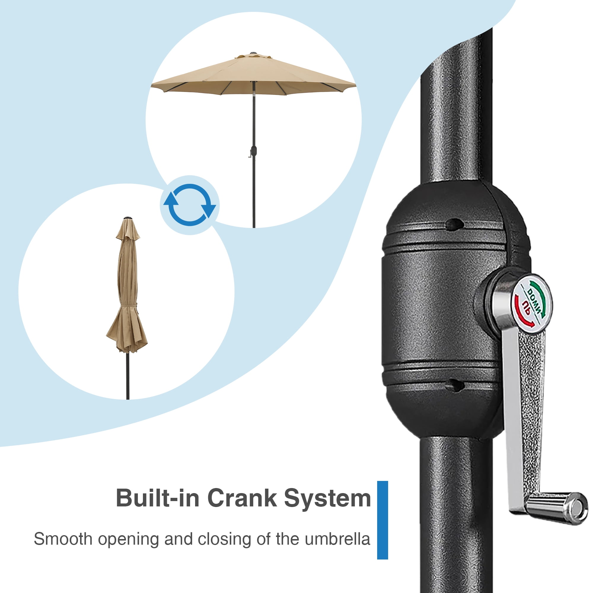 Abble Outdoor 10ft Patio Umbrella with Crank and Tilt - Tan