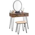 thumbnail image 3 of Patiojoy Vanity Table Set Makeup Dressing Desk with Cushioned Stool & Lighted Mirror Rustic, 3 of 6