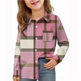 thumbnail image 2 of Eltusu Girls Plaid Shirts, Long Sleeve Casual Lapel Collar Comfy Button-Down Shirts Pink Size 7-8 T, 2 of 5