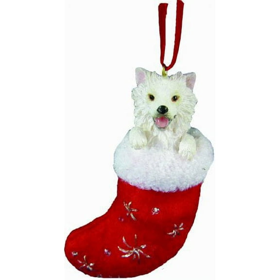 American Eskimo Christmas Stocking Ornament w "Santa's Little Pals" Hand Painted