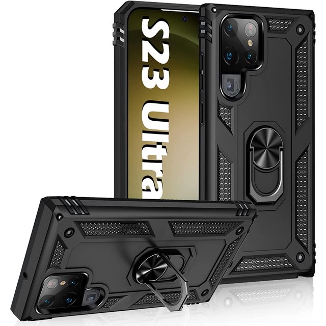 Tasnim Kickstand Case for Samsung Galaxy S23 Ultra Case, Adjustable Built-in Camera Ring Stand, Military-Grade Protection, Scratch-Resistant Acrylic Back Cover Samsung S23 Ultra Case