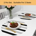 thumbnail image 5 of Black Grey Stripes Round 13 Inch Placemats Set of 2, White Striped Vertical Modern Geometric HeatResistant Non Slip Place Mats for Dining Table, Wipeable Braided Kitchen Table Mats for Housewarming, 5 of 9
