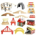 thumbnail image 3 of DIY Wooden Track Tools Bridge Train Rail Track Accessories Suitable forKids Educational Toys Yellow Bridge, 3 of 9