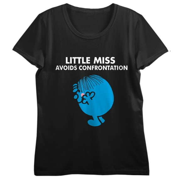 Mr. Men And Little Miss Meme Little Miss Avoids Confrontation Crew Neck Short Sleeve Women's Black T-shirt-Medium