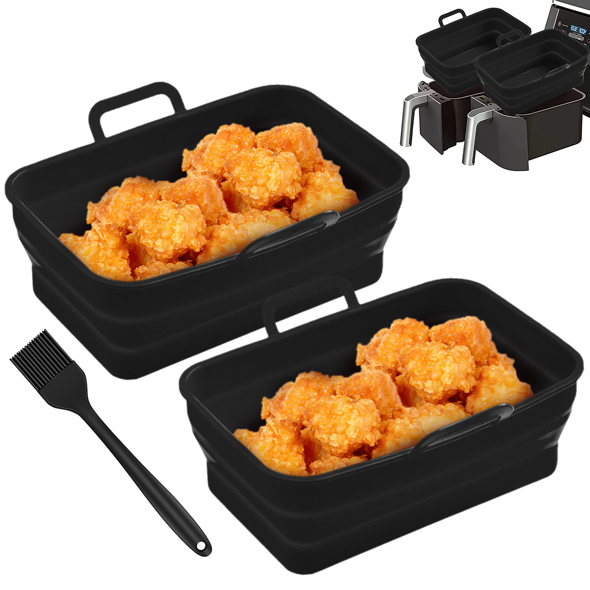 Air Fryer Silicone Basket, Silicone Mold Air Fryer Oven Baking Tray, Pizza  Fried Chicken Basket, Reusable Pan Liner Accessories - Temu