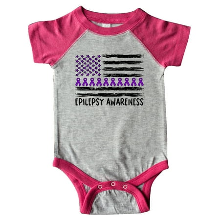 

Inktastic Epilepsy Awareness Purple Ribbons and Flag Gift Baby Boy or Baby Girl Bodysuit