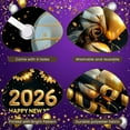 thumbnail image 4 of Gold Black Theme Happy New Year Banner Sparkling Stars Festive Backdrop Metallic Balloons Golden Garland Holiday Background for New Year Party Family Gathering Indoor Event, 4 of 9