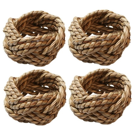

4PCS Straw Napkin Ring Dining Table Decoration Woven Handmade Napkin Holder