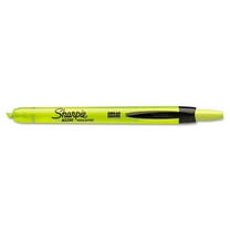 1PK Retractable Highlighters, Fluorescent Yellow Ink, Chisel Tip, Yellow-black Barrel, Dozen