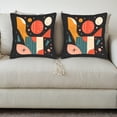 thumbnail image 3 of Set of 2 Decorative Throw Pillow Covers 18x18in - Modern Geometric Abstract Design in Black with Colorful Shapes for Couch Bed Car, 3 of 8