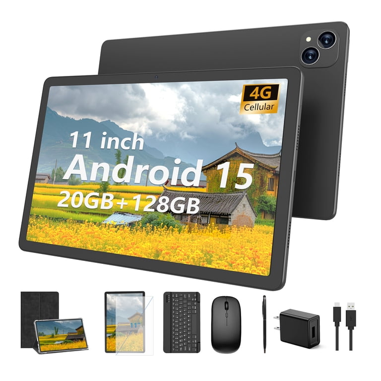 Android15タブレット 11インチタブレット SIMフリー タブレット 11 inch Android 15 Tablet with Keyboard 20GB RAM 128G Storage